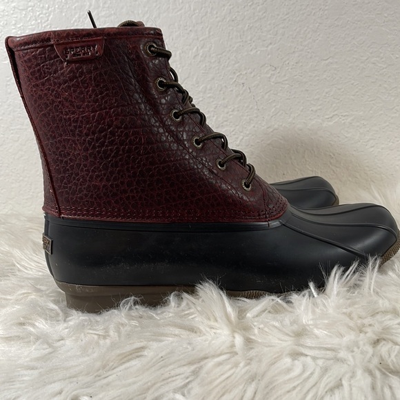 SPERRY MEN'S SALTWATER DUCK BOOT - BLACK/AMARETTO SIZE 13 NEW - Picture 6 of 15